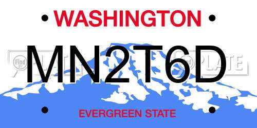 MN2T6D Washington License Plate