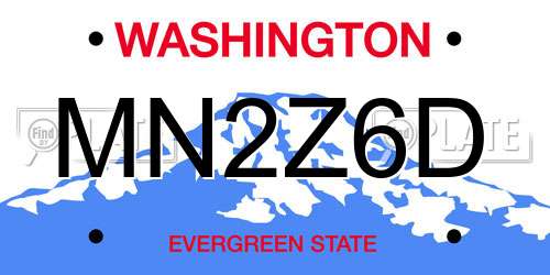 MN2Z6D Washington License Plate