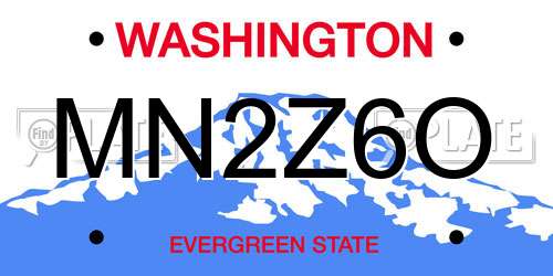 MN2Z6O Washington License Plate