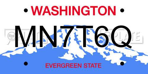 MN7T6Q Washington License Plate