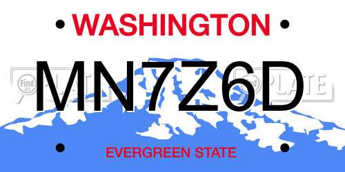 MN7Z6D Washington License Plate
