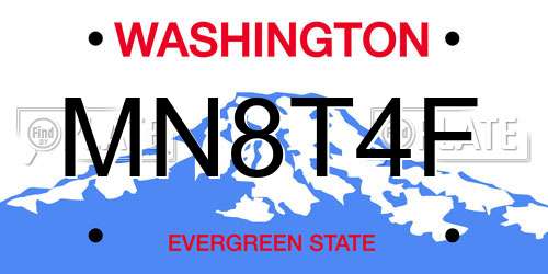 MN8T4F Washington License Plate