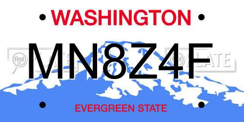 MN8Z4F Washington License Plate