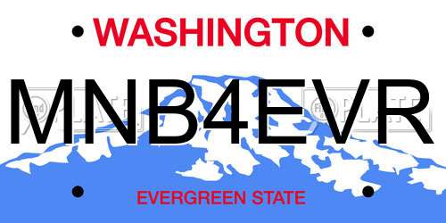 MNB4EVR Washington License Plate