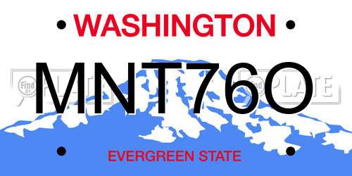 MNT76O Washington License Plate