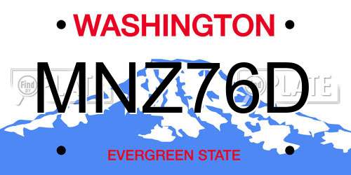 MNZ76D Washington License Plate