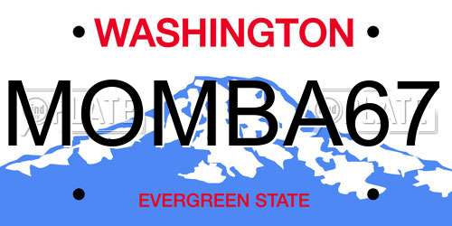 MOMBA67 Washington License Plate