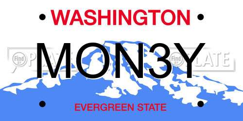 MON3Y Washington License Plate
