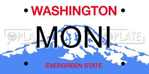 MONI Washington License Plate