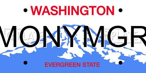 MONYMGR Washington License Plate