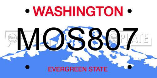 MOS807 Washington License Plate