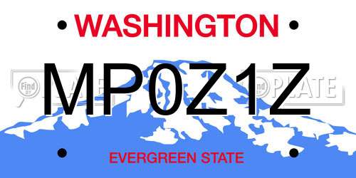 MP0Z1Z Washington License Plate