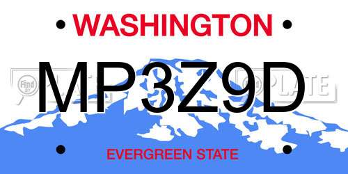 MP3Z9D Washington License Plate