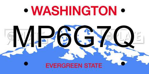 MP6G7Q Washington License Plate