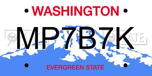 MP7B7K Washington License Plate