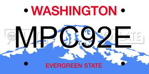 MPC92E Washington License Plate