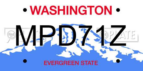 MPD71Z Washington License Plate