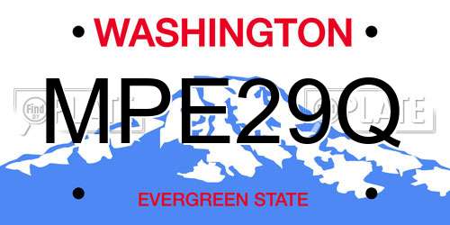 MPE29Q Washington License Plate