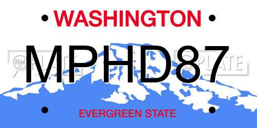MPHD87 Washington License Plate