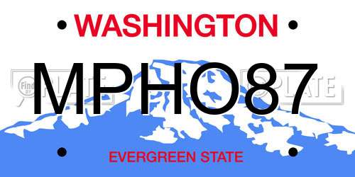 MPHO87 Washington License Plate