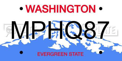 MPHQ87 Washington License Plate