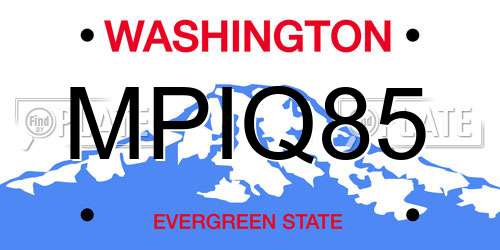 MPIQ85 Washington License Plate