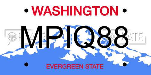 MPIQ88 Washington License Plate