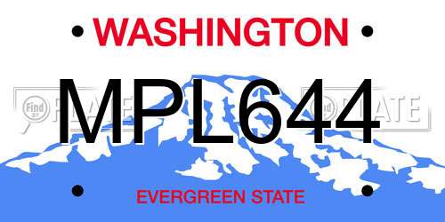 MPL644 Washington License Plate