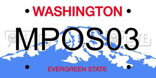 MPOS03 Washington License Plate