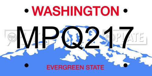 MPQ217 Washington License Plate