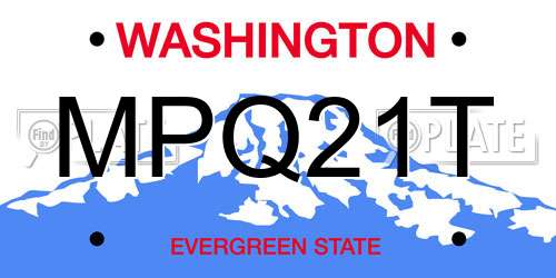 MPQ21T Washington License Plate