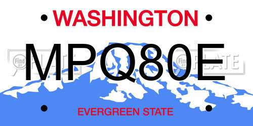 MPQ80E Washington License Plate