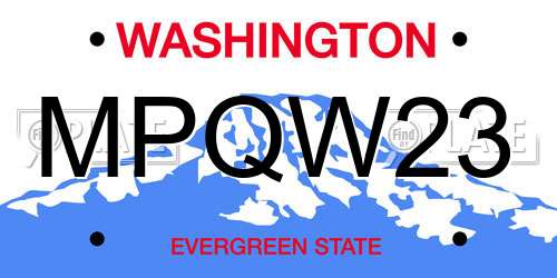 MPQW23 Washington License Plate
