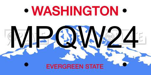 MPQW24 Washington License Plate