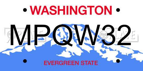 MPQW32 Washington License Plate