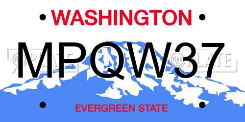 MPQW37 Washington License Plate