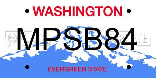 MPSB84 Washington License Plate