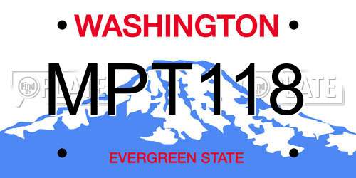 MPT118 Washington License Plate