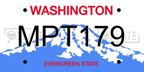 MPT179 Washington License Plate