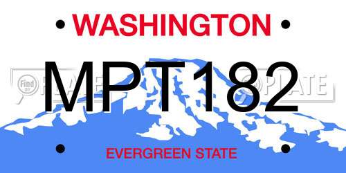 MPT182 Washington License Plate