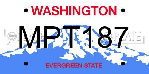 MPT187 Washington License Plate
