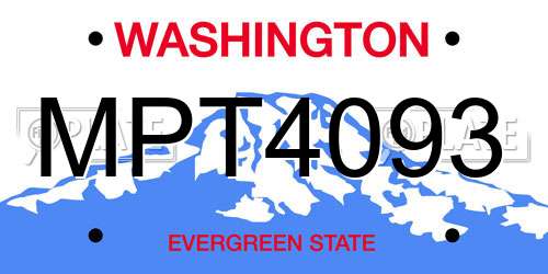 MPT4093 Washington License Plate