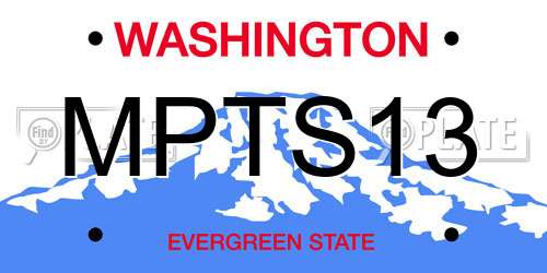 MPTS13 Washington License Plate