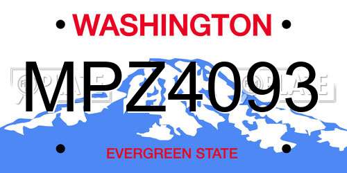MPZ4093 Washington License Plate