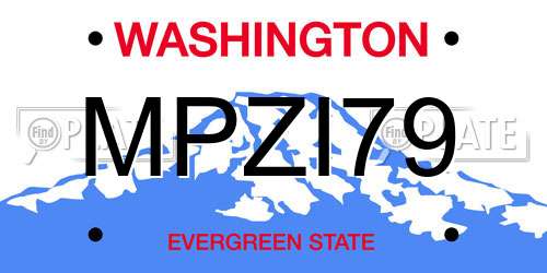 MPZI79 Washington License Plate