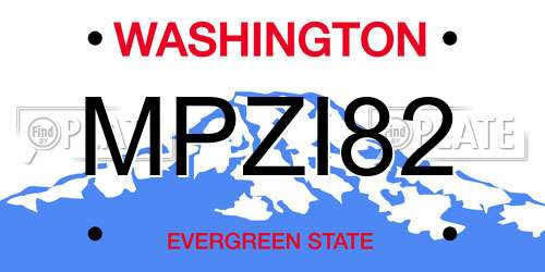 MPZI82 Washington License Plate