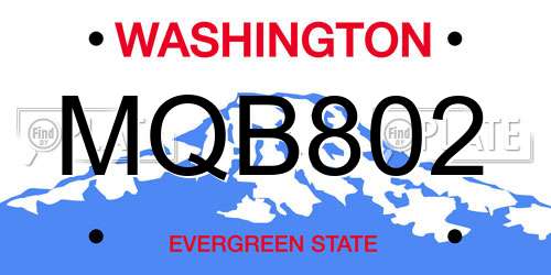 MQB802 Washington License Plate