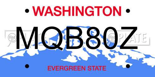 MQB80Z Washington License Plate