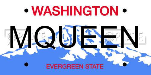 MQUEEN Washington License Plate