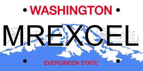 MREXCEL Washington License Plate